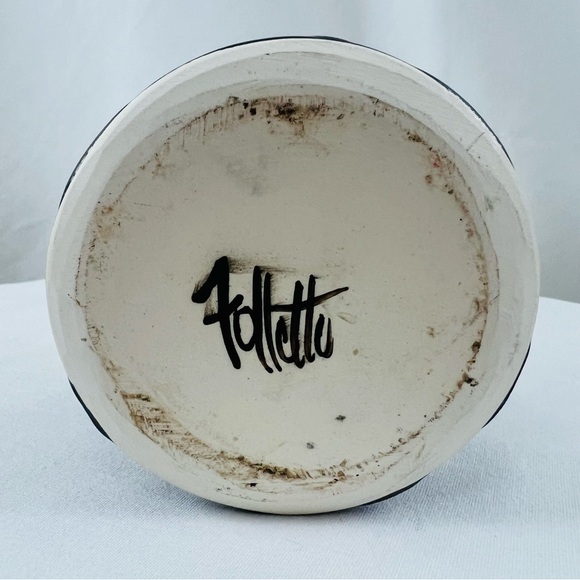 Vintage Signed Kent Follette Flambeaux Crystalline Vase Blue Brown Cream - Picture 10 of 12